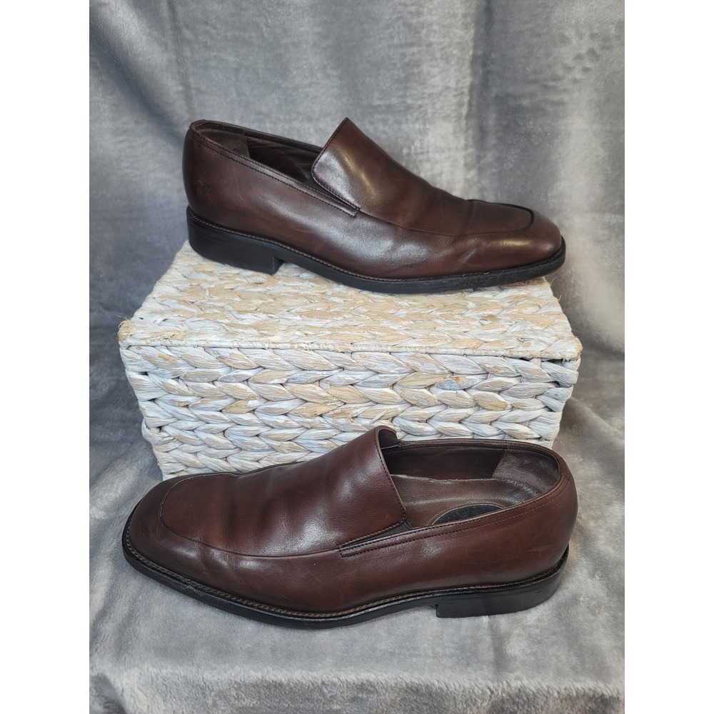 Banana Republic Brown Leather Square Toe Dress Loafers Dual Zone Comfort Mens 9